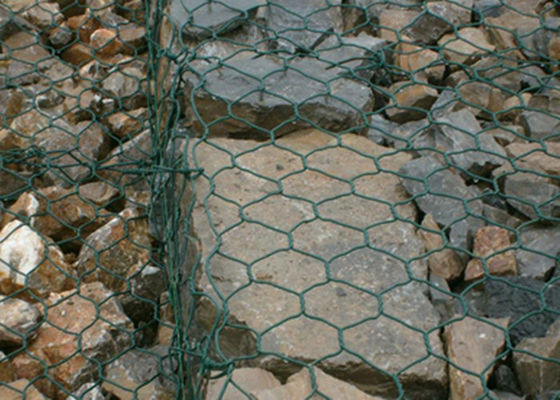 Hot Dip Galvanized PVC Coated Gabion Wire Mesh Untuk Dinding Batu