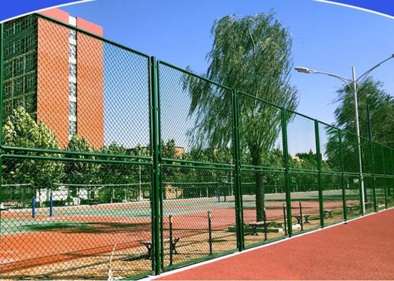 Playground Green PVC Coated Chain Link Pagar 6 Kaki Galvanis 50x50mm